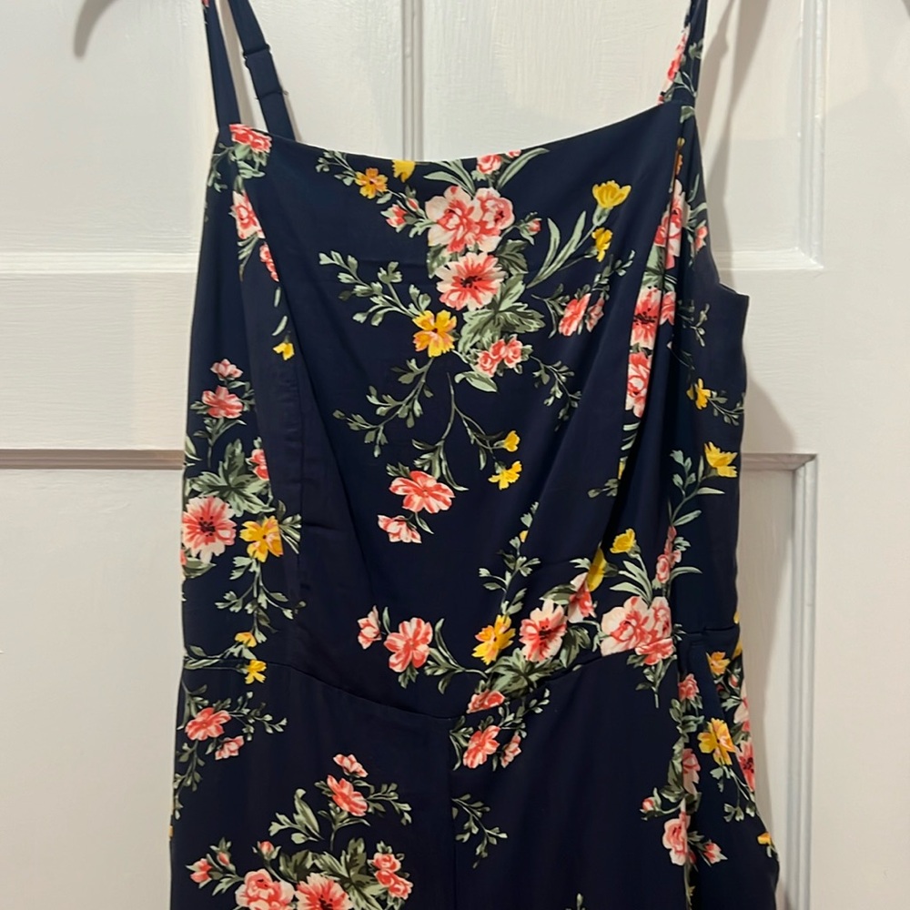 Old Navy Navy Floral Jumpsuit with Pink & Yellow Flowers